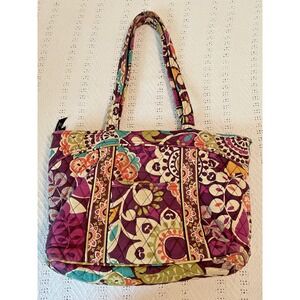 Vera Bradley Tote Quilted Purse Va Va Bloom Floral Shoulder Bag 14"x12" Zip